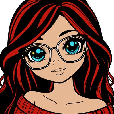 girl with beautiful eyes, hair, and glasses