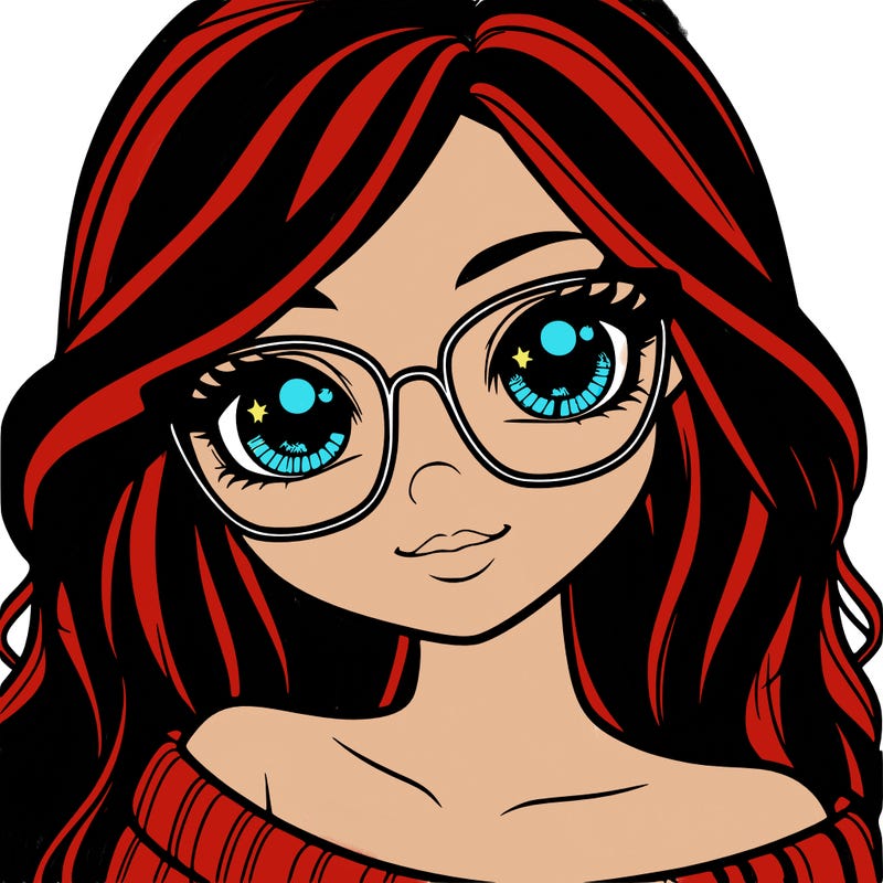 girl with beautiful eyes, hair, and glasses