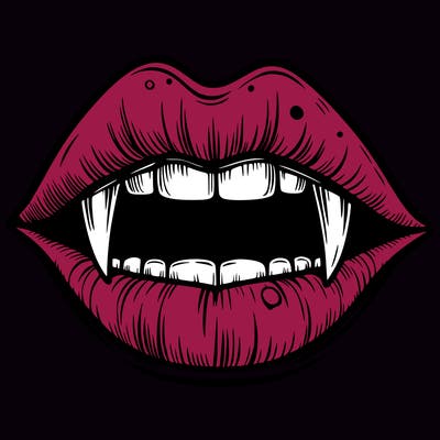 lips with vampire teeth
