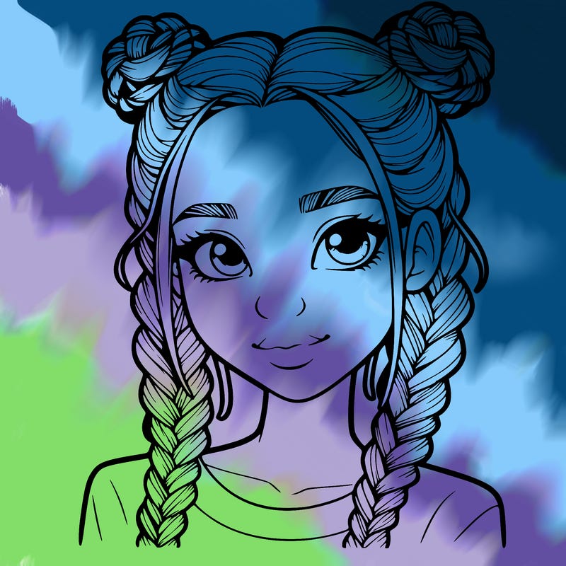 realistic girl with braids