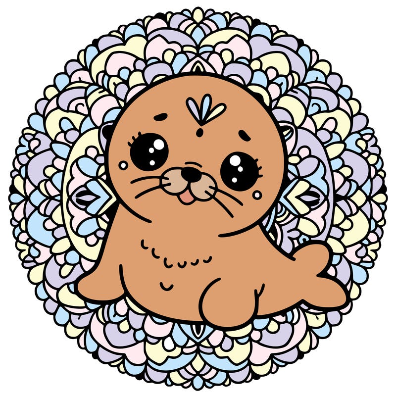 a cute baby seal mandala