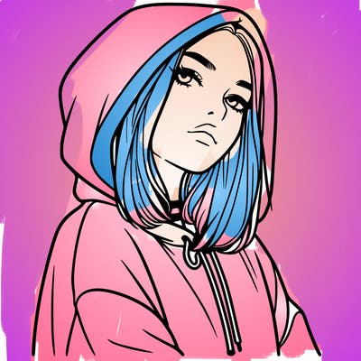 a realistic girl in a hoodie