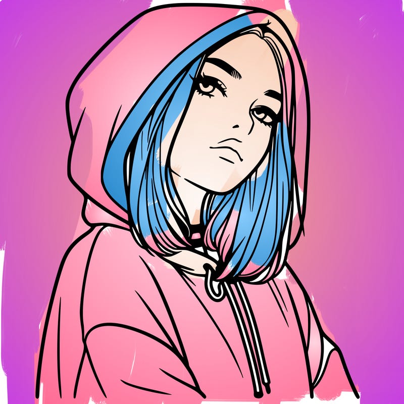 a realistic girl in a hoodie