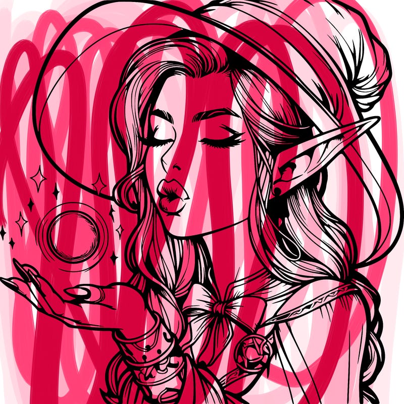 realistic elf casting a spell with lips