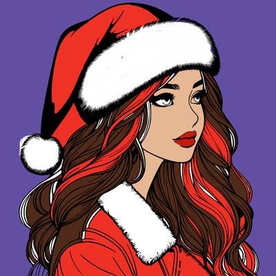 realistic girl in santa hat