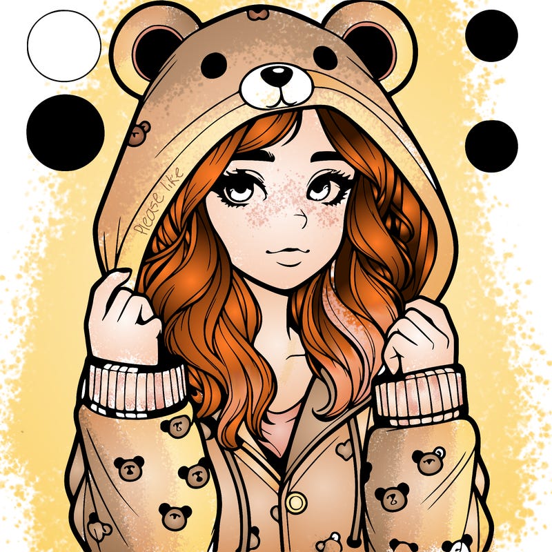 realistic girl in a animal pjs hoodie