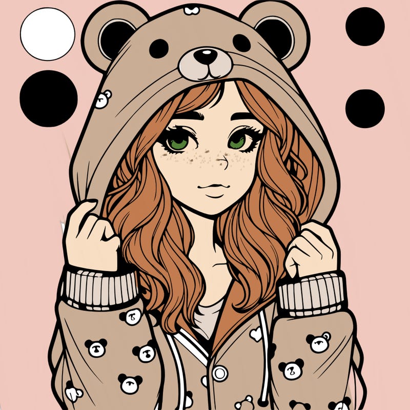 realistic girl in a animal pjs hoodie