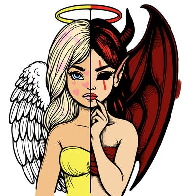 realistic angel half demon