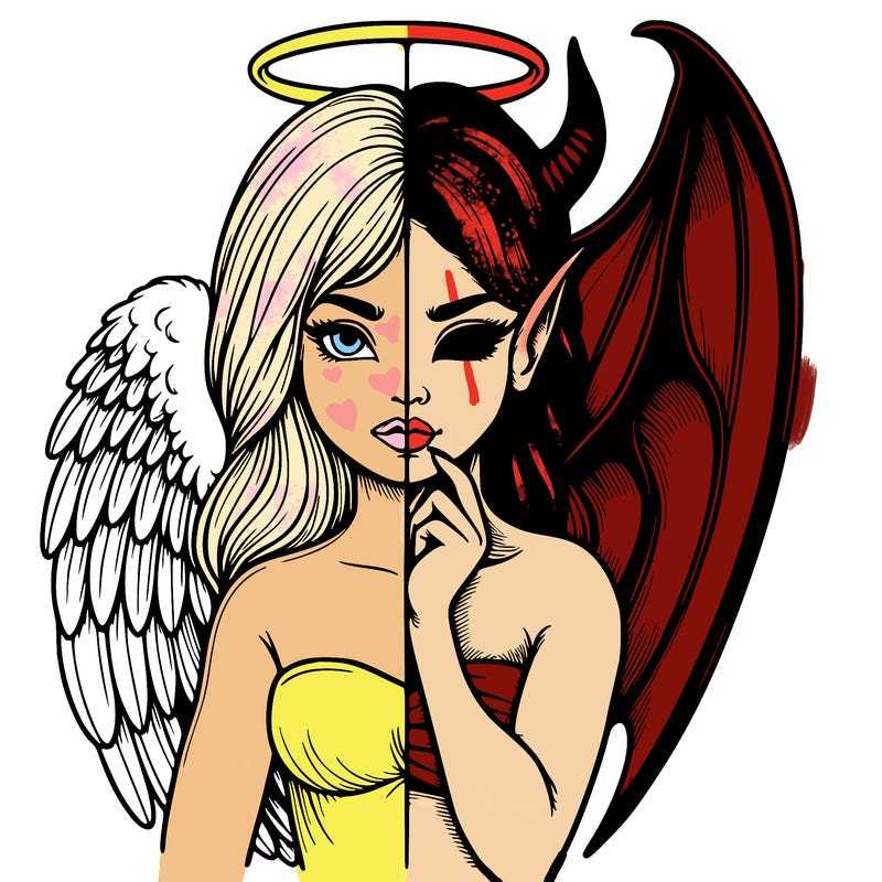 realistic angel half demon