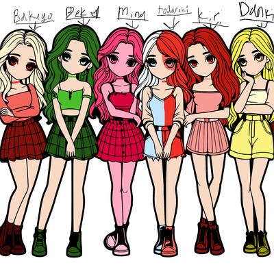 a group of girls realistic