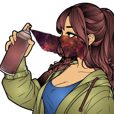 a realistic girl spray, painting