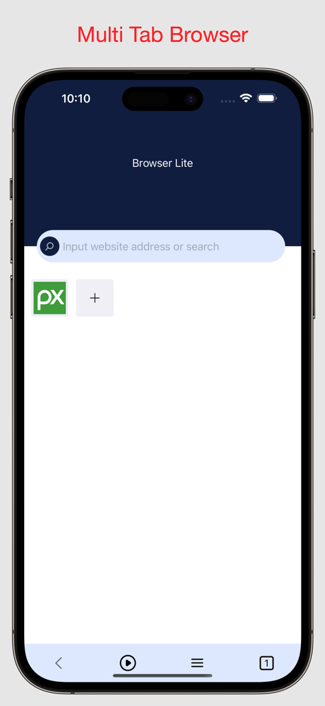 FB Downloader:Reels Browser - FB Downloader app interface showing the multi tab browser and search bar on an iPhone.