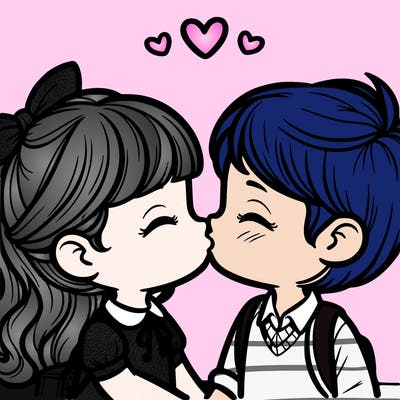 boy and girl kissing