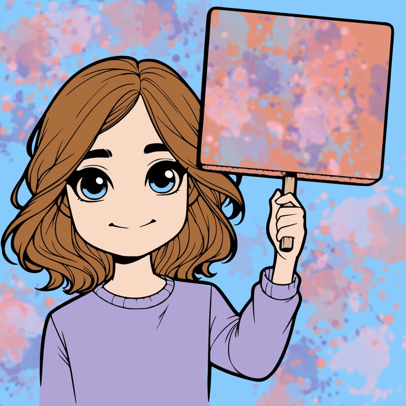 realistic girl holding up a sign