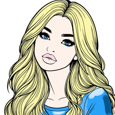 realistic girl with hair on her hair and lips