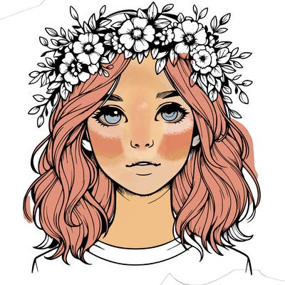 realistic girl with flower crown