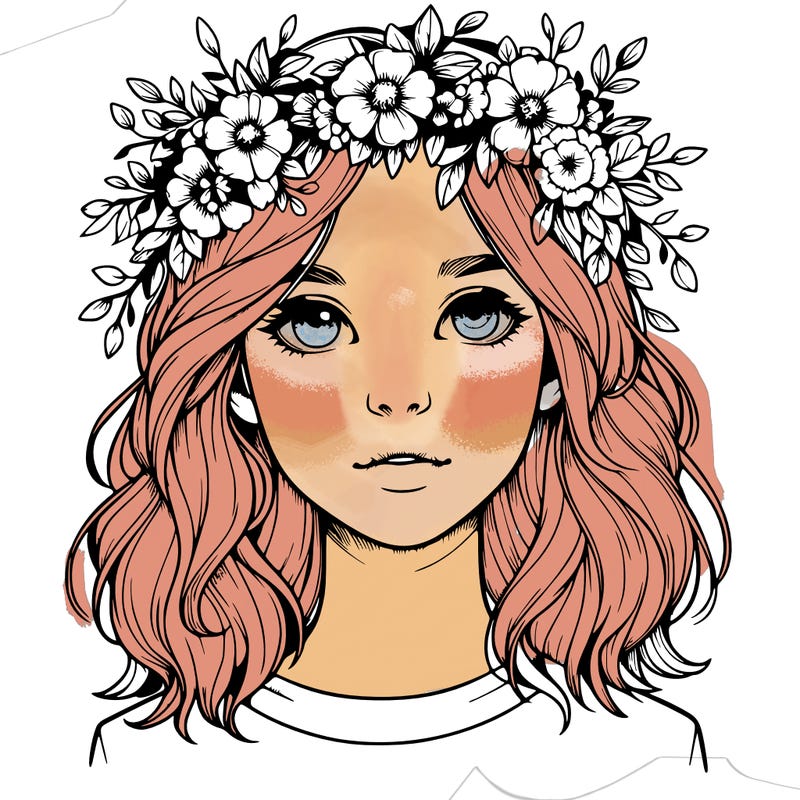 realistic girl with flower crown
