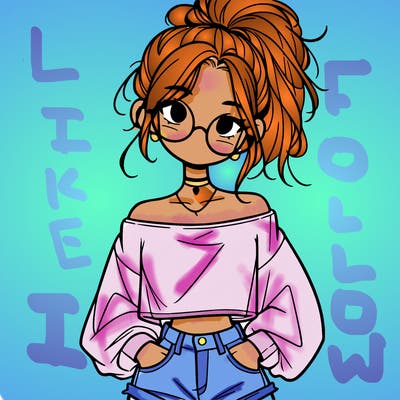 girl with a messy ponytail glasses a baggy crop top and jean shorts