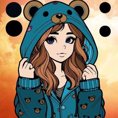 realistic girl in a animal pjs hoodie