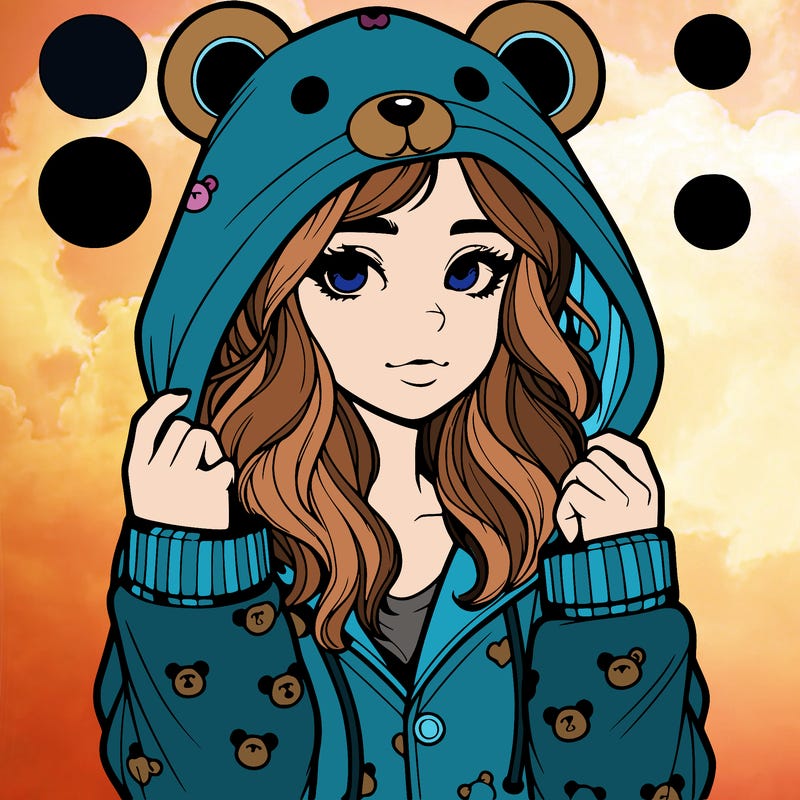 realistic girl in a animal pjs hoodie