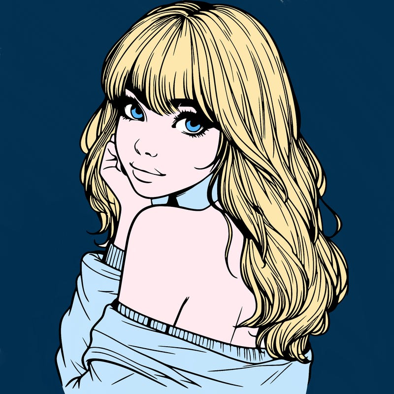 realistic girl with bangs looking over her shoulder