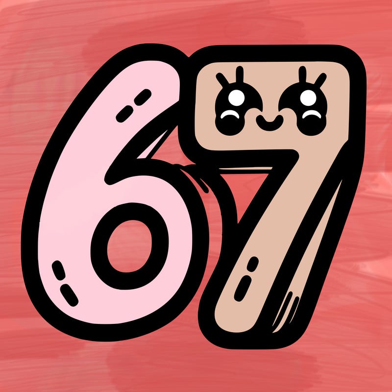 the numbers 67