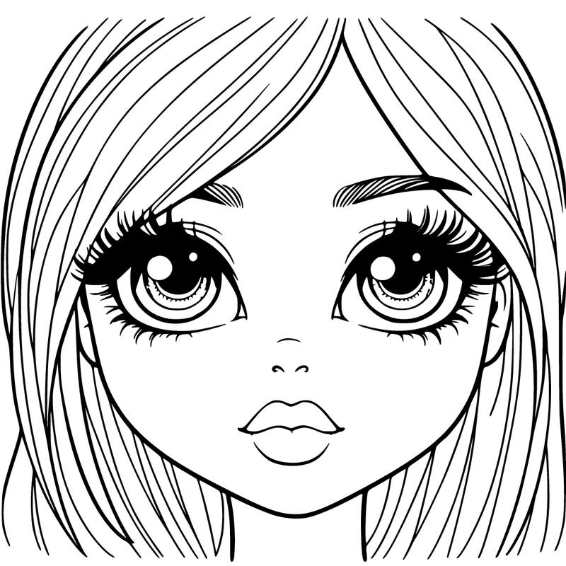 a realistic girl with small eyes big lips long eyelashes