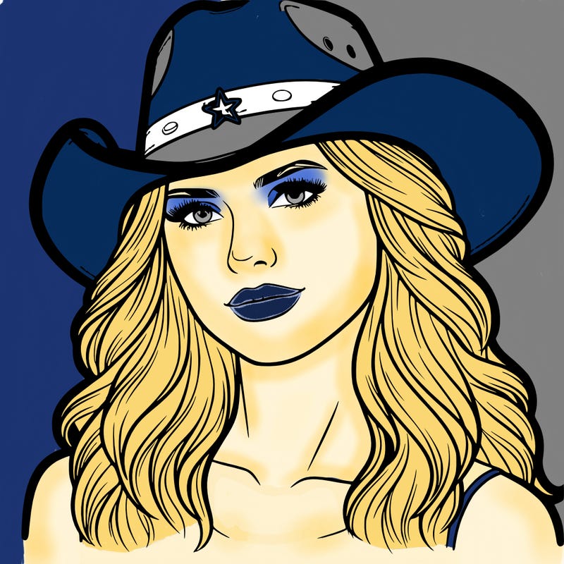 realistic woman wearing a dallas cowboy cap