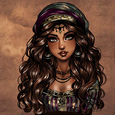 realistic beautiful mysterious gypsy girl