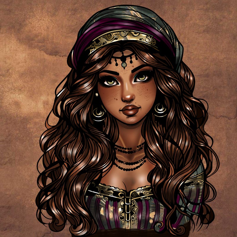 realistic beautiful mysterious gypsy girl