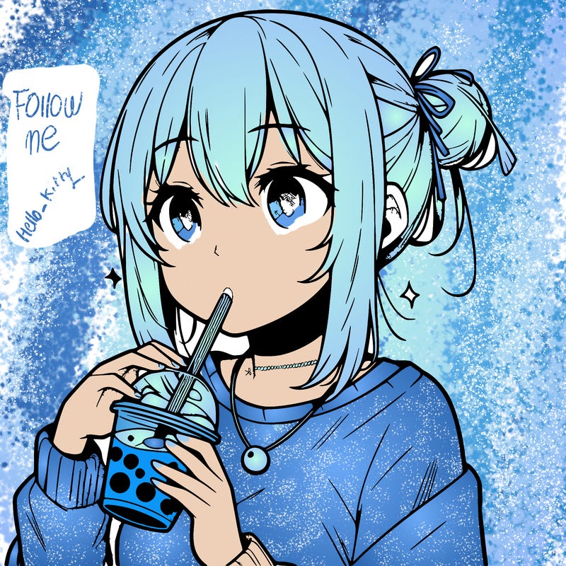 manga character drinking boba