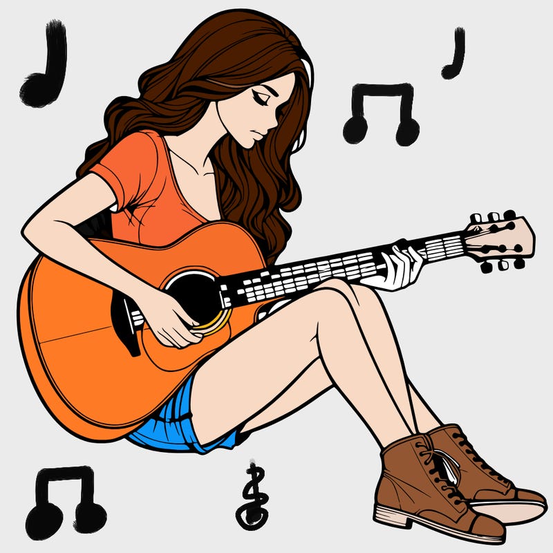 realistic woman play guitar