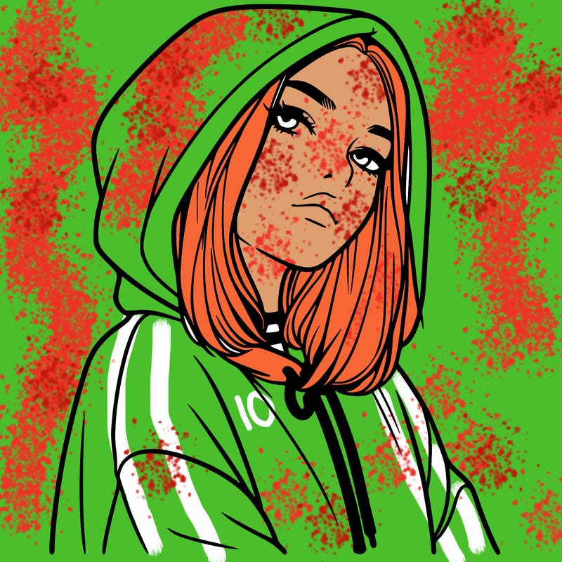 a realistic girl in a hoodie