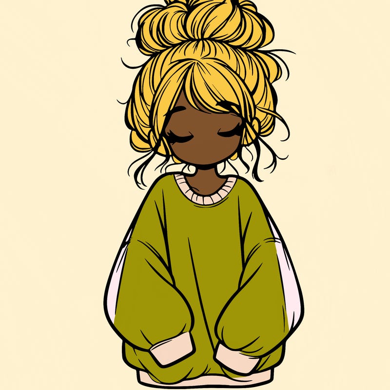 girl with baggy sweatshirt and messy bun