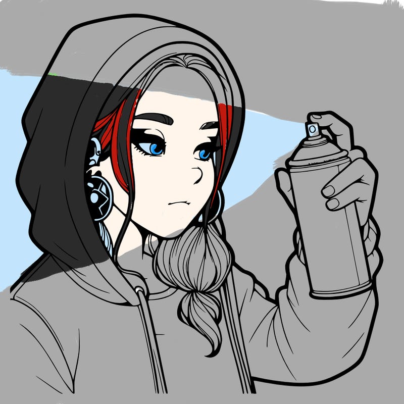 a realistic girl, spray painting