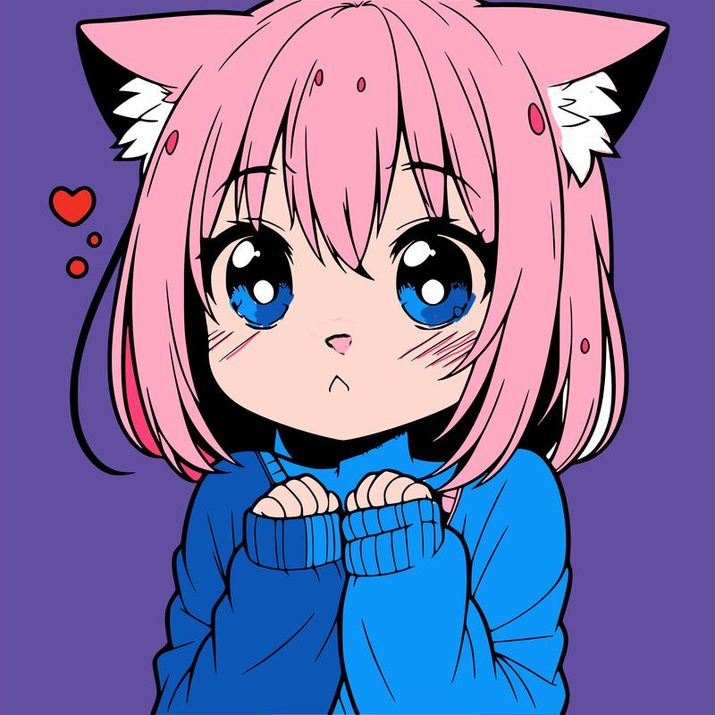 shy anime catgirl