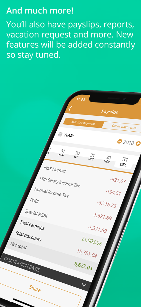 Apdata Mobile - 収入と控除の詳細な従業員給与明細を表示するApdata Mobileアプリのインターフェース