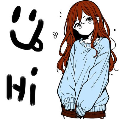 manga teen girl  in a sweater and baggy pants