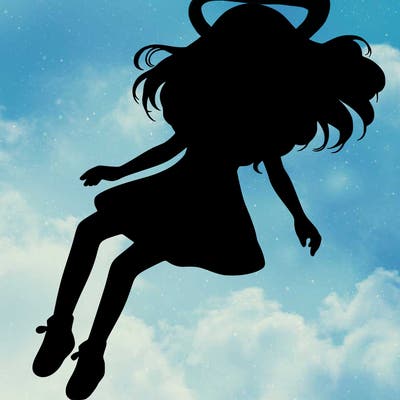 realistic girl floating