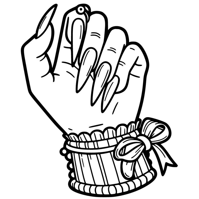 preppy hand with long nails