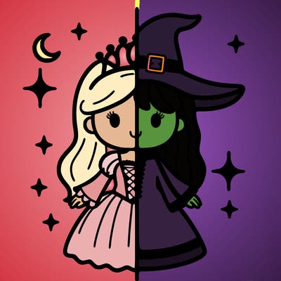 split princess and witch