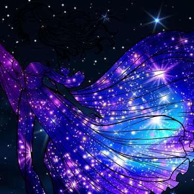 realistic woman in dress flowing the the wind