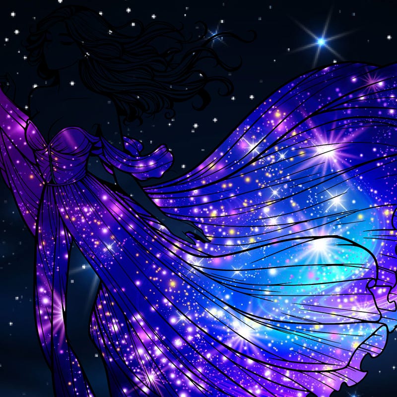 realistic woman in dress flowing the the wind