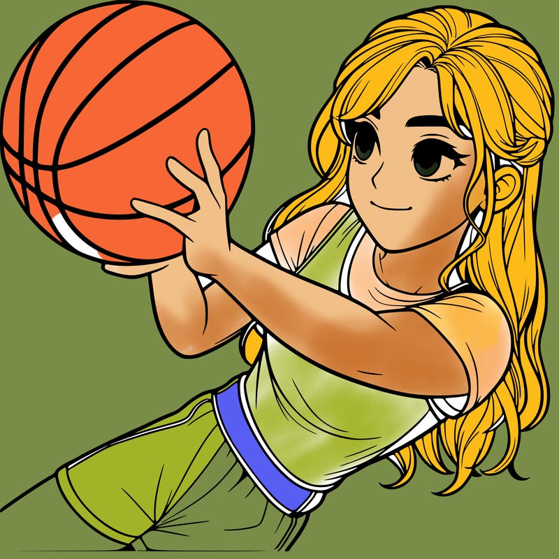 realistic girl playing basketball