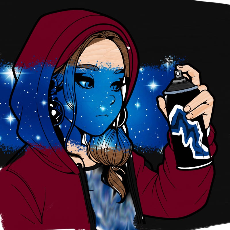 a realistic girl, spray painting