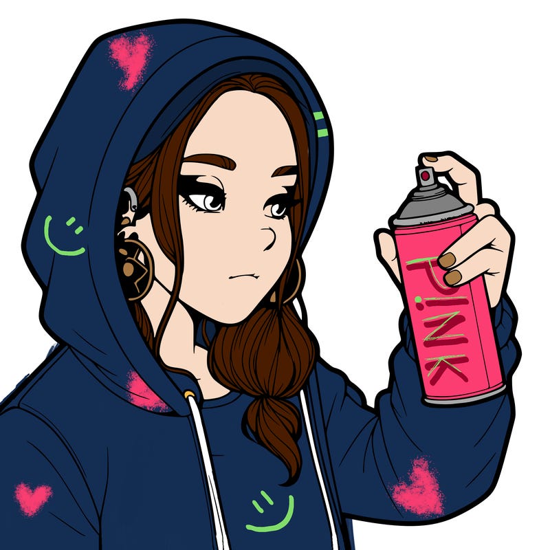 a realistic girl, spray painting