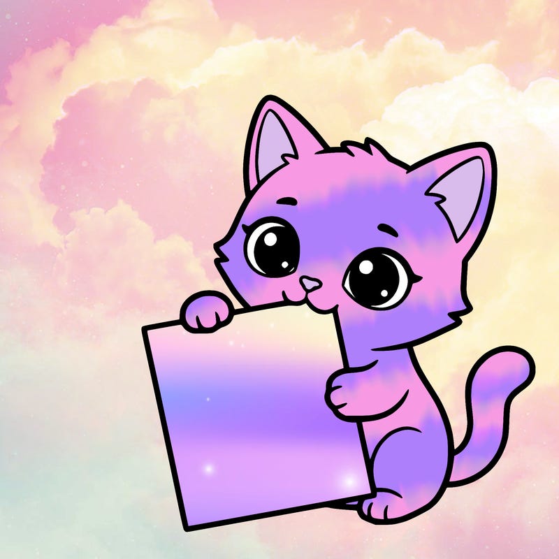 a small cat with a blank sheet of paper in its hand. the cat is sooooooo cute!