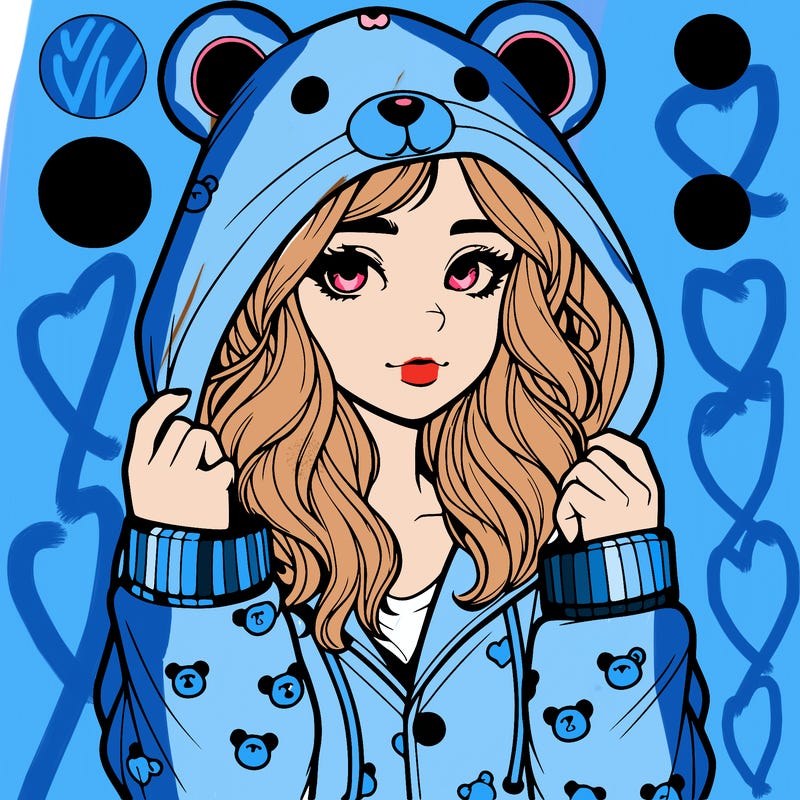realistic girl in a animal pjs hoodie