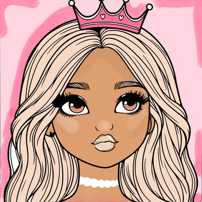 a realistic girl with a crown on