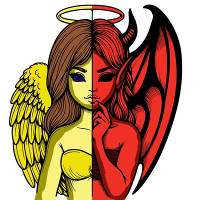 realistic angel half demon